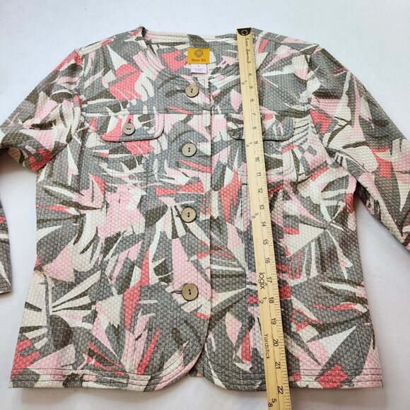 Ruby Rd Jacket Blazer S Textured Cotton Stretch Abstract Coastal Button Office - Picture 6 of 10
